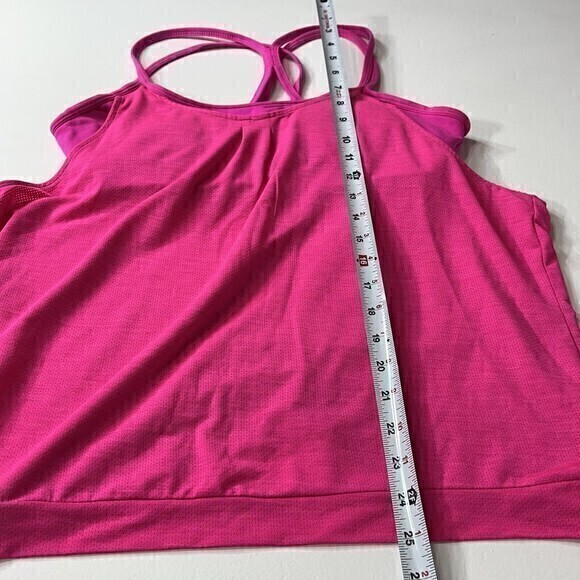 Athleta Athletic Tank Top Size M Fuchsia‎ Hot Pink Strappy Criss Cross Back - Picture 4 of 8